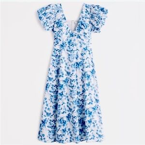 Abercrombie & Fitch Blue and White Floral Midi Dress